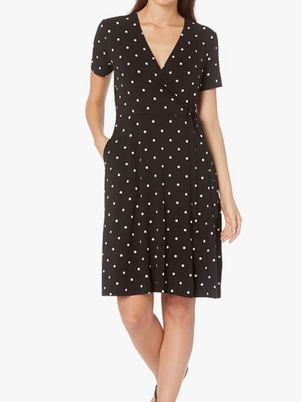 Amazon Essentials Knit Polka Dot Wrap Dress-XL